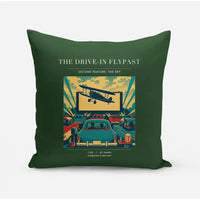 Thumbnail for VINTAGE G4397 - The Drive-In Flypast - Designed Pillows design on darkgreen