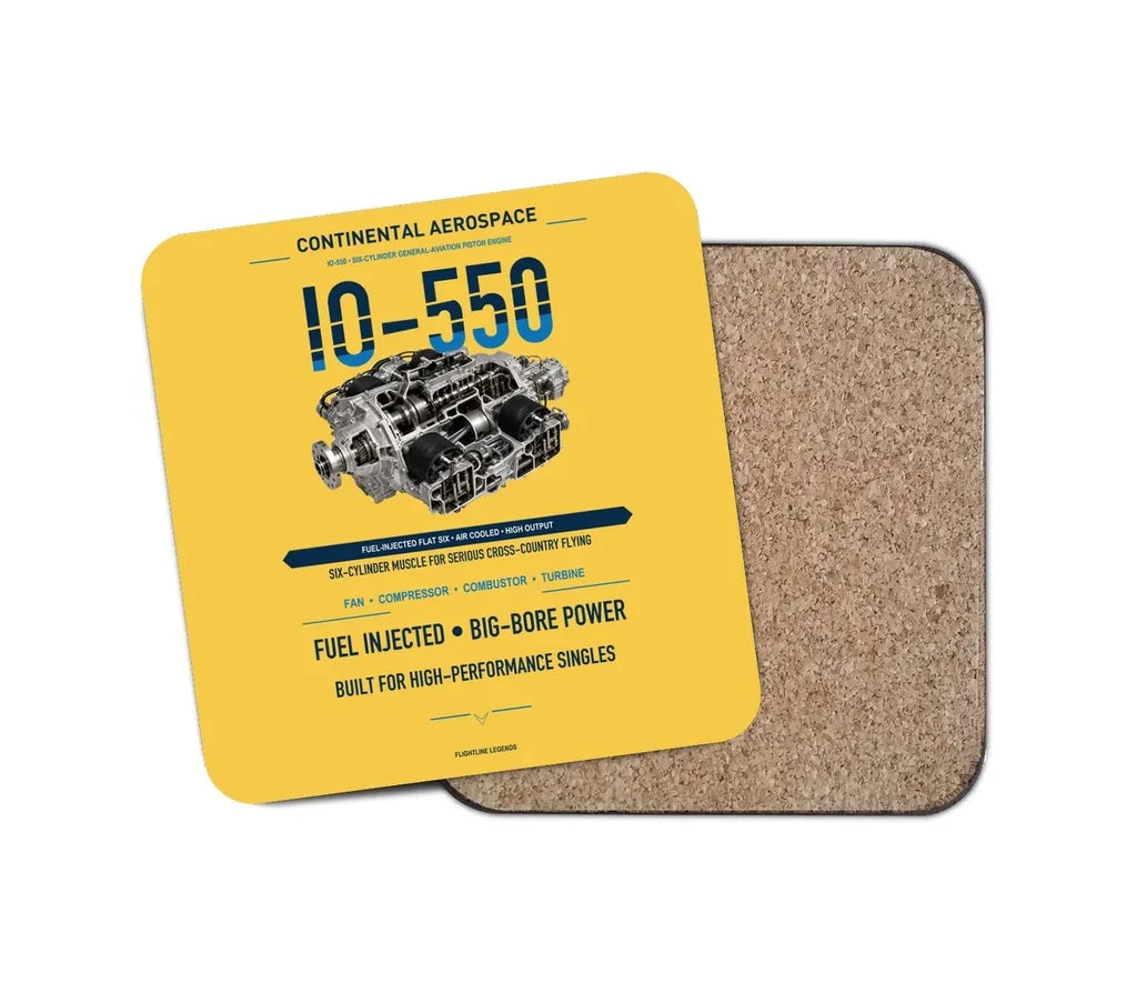 IO-550 design on yellow 1 piece coaster