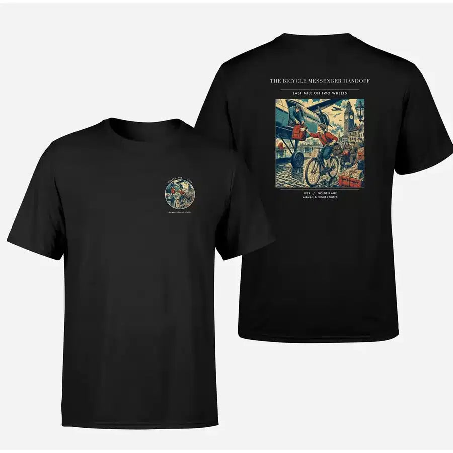 VINTAGE G4311 - The Bicycle Messenger Handoff - Double-Side T-Shirt design on black double side t shirt