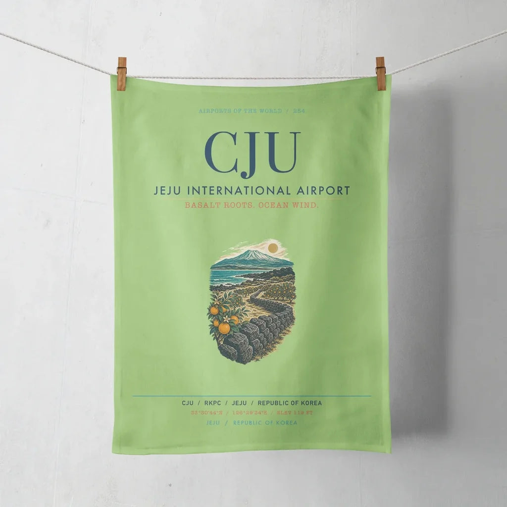 Jeju International Airport (CJU) design on light green towel