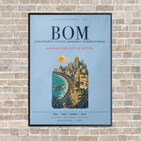 Thumbnail for Chhatrapati Shivaji Maharaj International Airport Mumbai BOM vertical canvas print - framed - light blue background