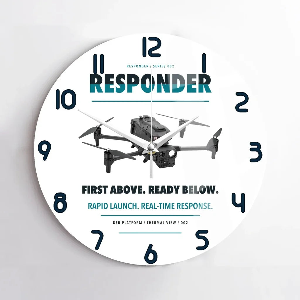 BRINC Responder design on white no frame wall clock