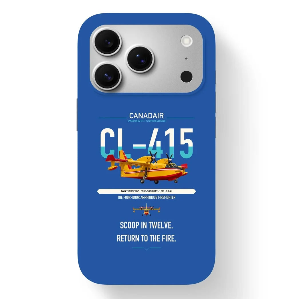 Canadair CL-415 design on blue magsafe iphone case, for iPhone 17 Pro