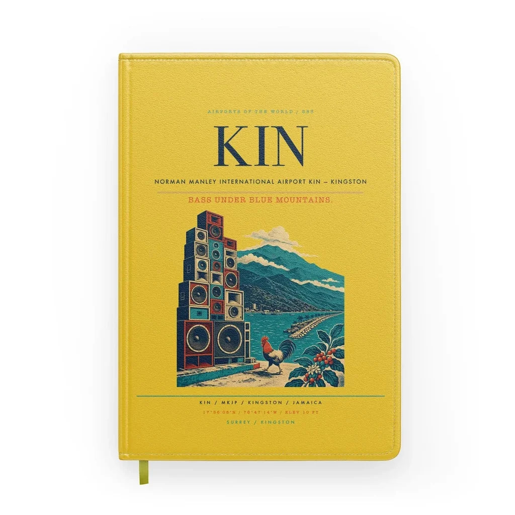 Norman Manley International Airport (KIN) design on yellow notebook