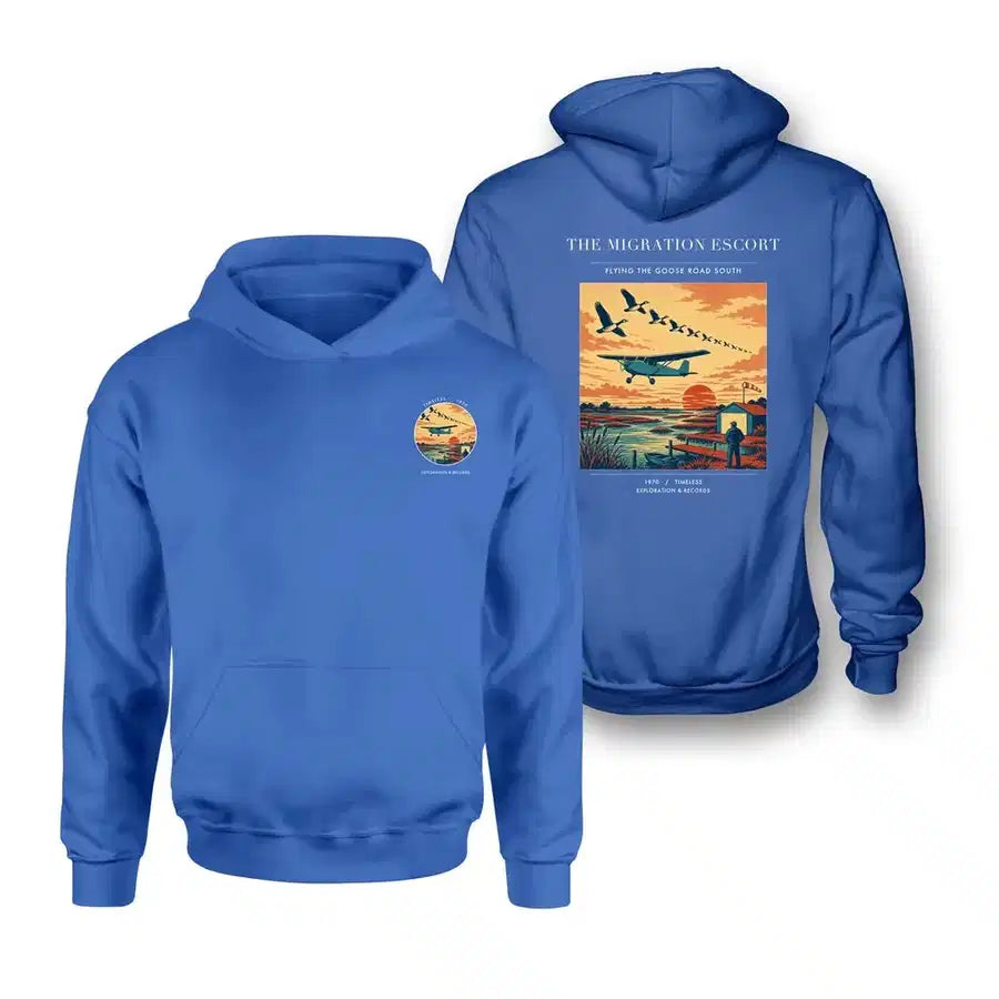 VINTAGE G4448 - The Migration Escort - Double-Side Hoodie design on blue double side