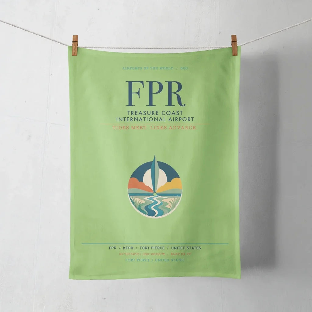 Treasure Coast International Airport (FPR) design on light green towel