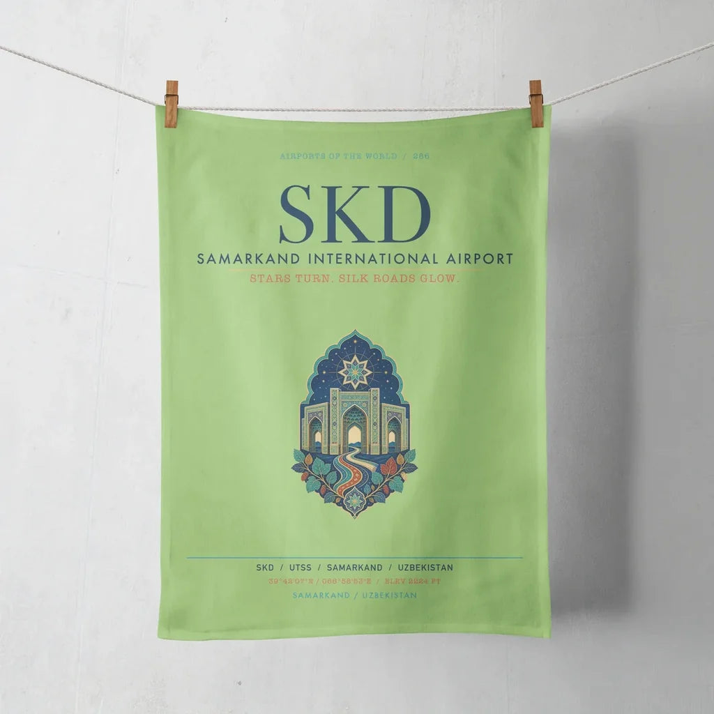 Samarkand International Airport (SKD) design on light green towel