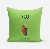 Thumbnail for King Hussein International Airport (AQJ) design on light green pillow