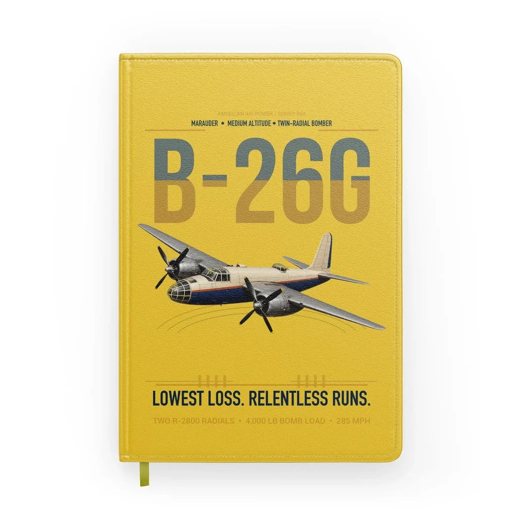 B-26G Marauder design on yellow notebook