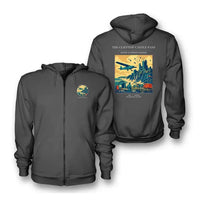 Thumbnail for VINTAGE G4447 - The Clifftop Castle Pass - Premium Zipped Hoodie design on darkgray