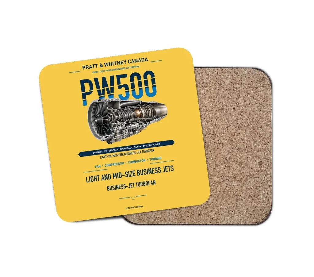PW500 design on yellow 1 piece coaster