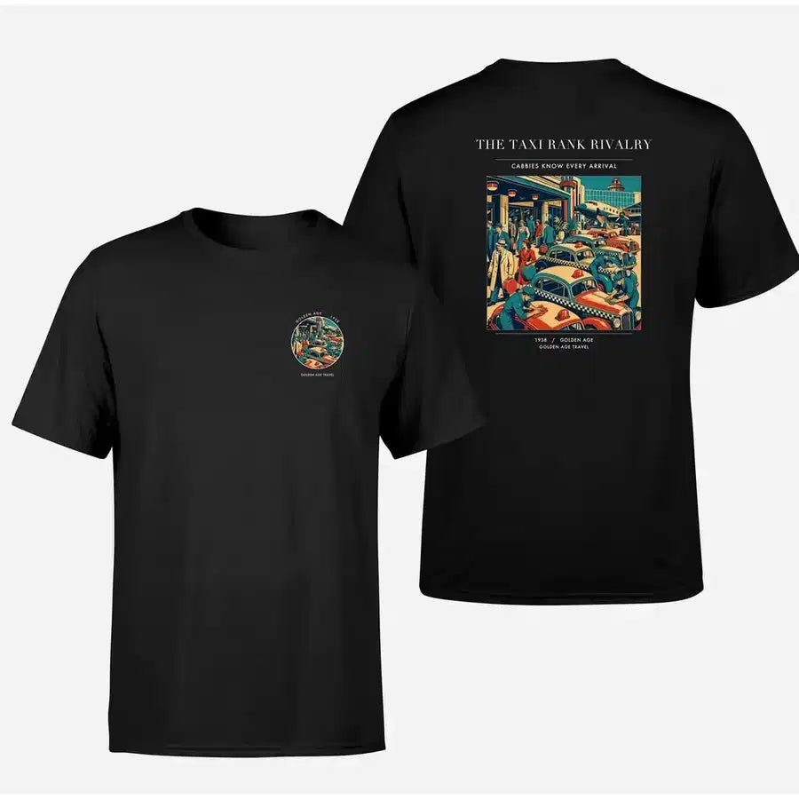 VINTAGE G4376 - The Taxi Rank Rivalry - Double-Side T-Shirt design on black double side t shirt