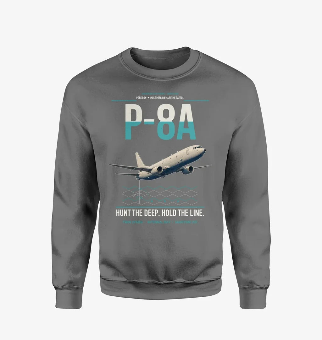 P-8A Poseidon design on gray sweatshirt
