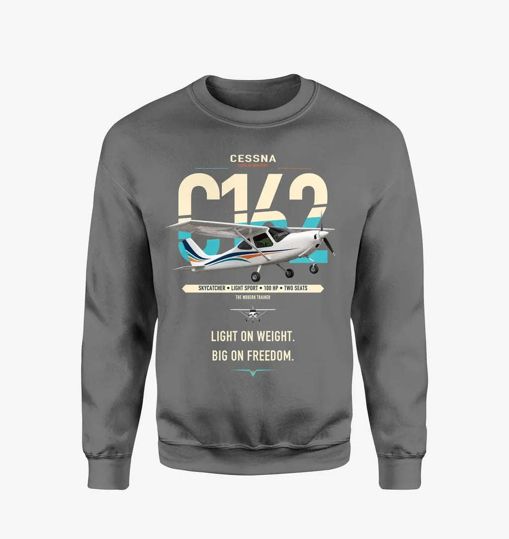 Cessna 162 Skycatcher design on gray sweatshirt