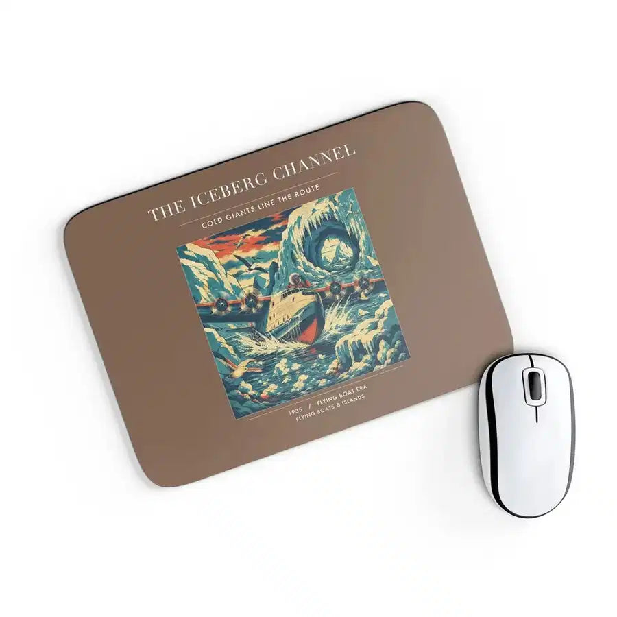VINTAGE G4276 - The Iceberg Channel - Designed Mouse Pads design on brown rectangle