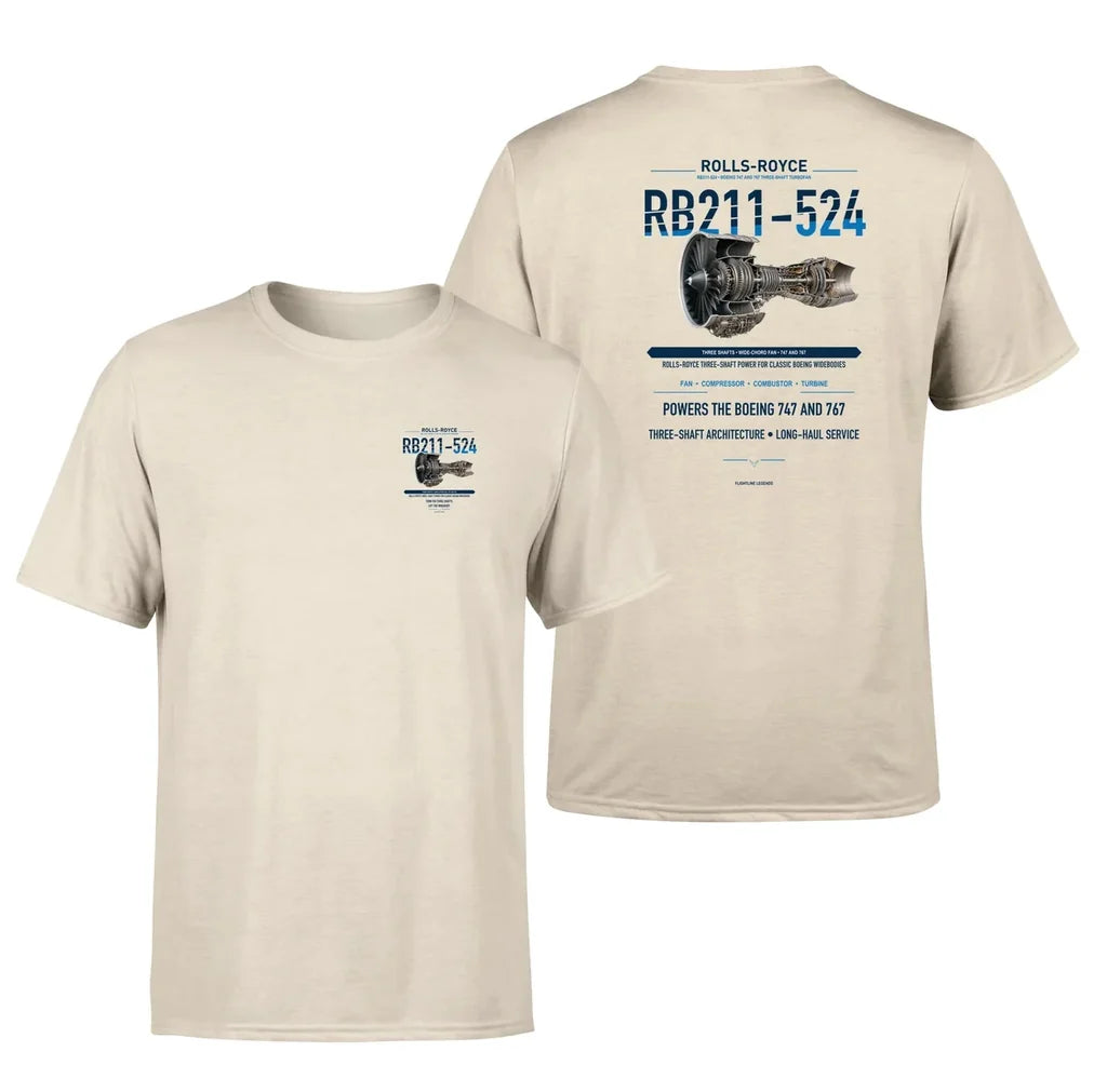 RB211-524 design on beige t shirt