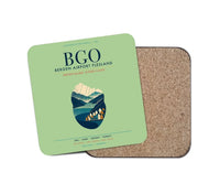 Thumbnail for Bergen Airport Flesland (BGO) design on light green 1 piece coaster
