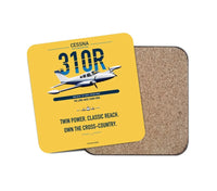 Thumbnail for Cessna 310R design on yellow 1 piece coaster