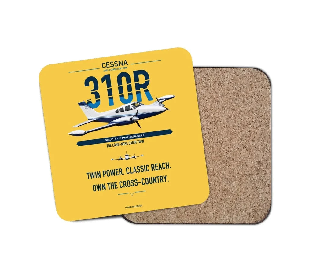Cessna 310R design on yellow 1 piece coaster