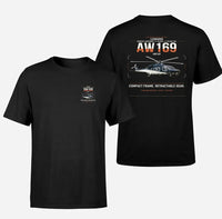 Thumbnail for Leonardo AW169 design on black t-shirt, double-side print