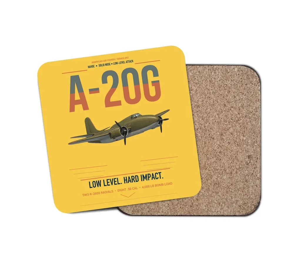 A-20G Havoc design on yellow 1 piece coaster