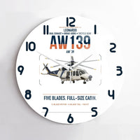 Thumbnail for Leonardo AW139 design on white no frame wall clock