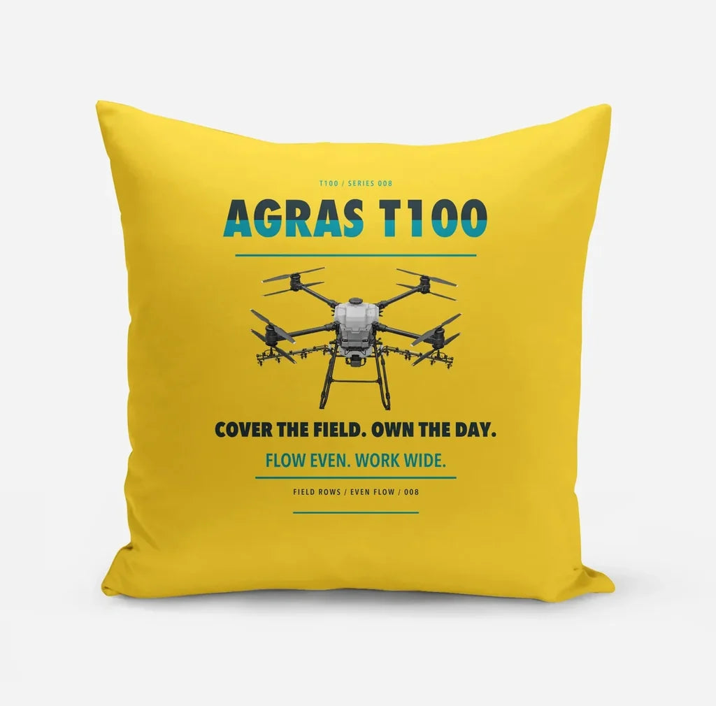 DJI Agras T100 design on yellow pillow