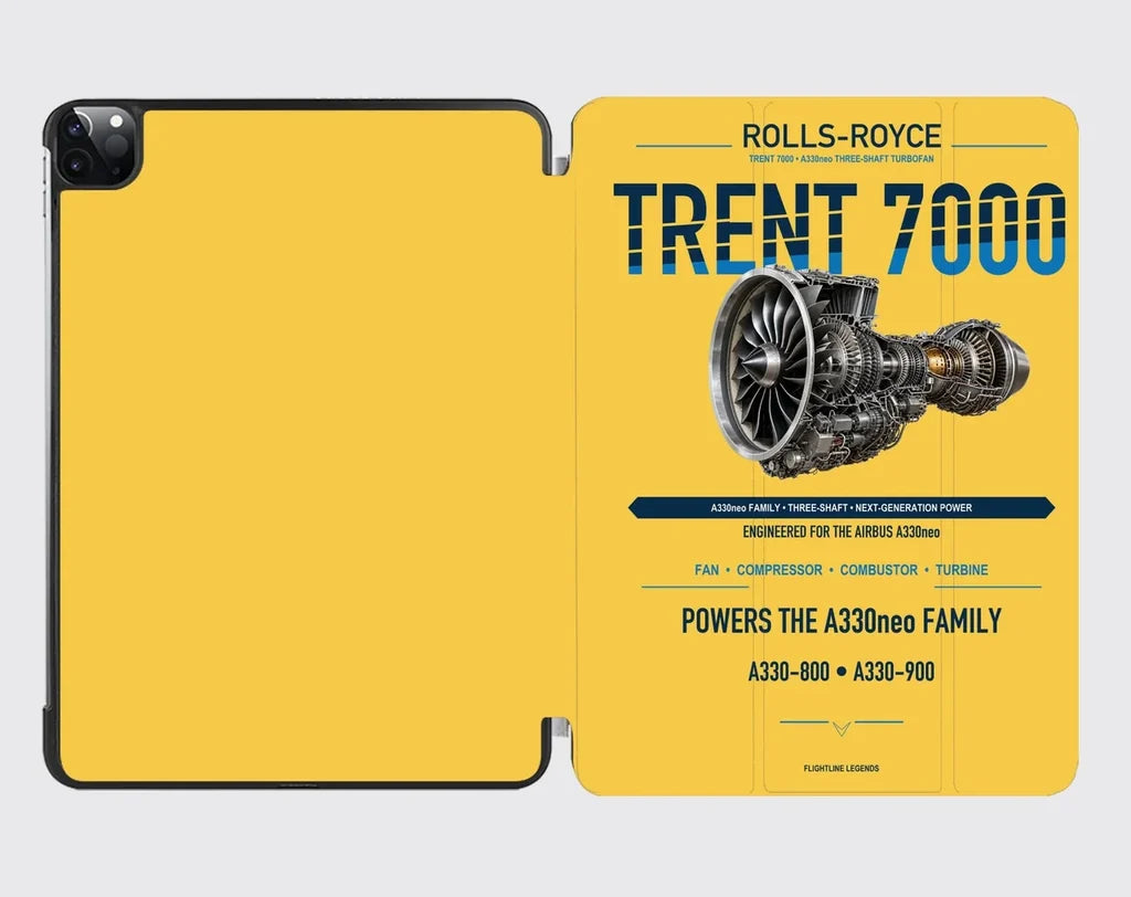 TRENT 7000 design on yellow ipad tablet case