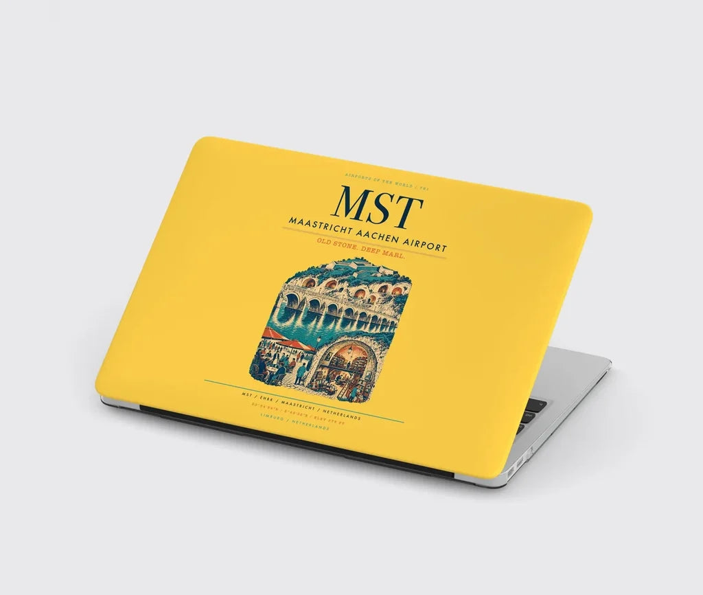 Maastricht Aachen Airport (MST) design on yellow MacBook case