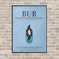 Thumbnail for Hollywood Burbank Airport BUR vertical canvas print - framed - light blue background