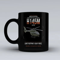 Thumbnail for Airbus Helicopters H145M LUH SOF design on black ceramic mug, double-side print