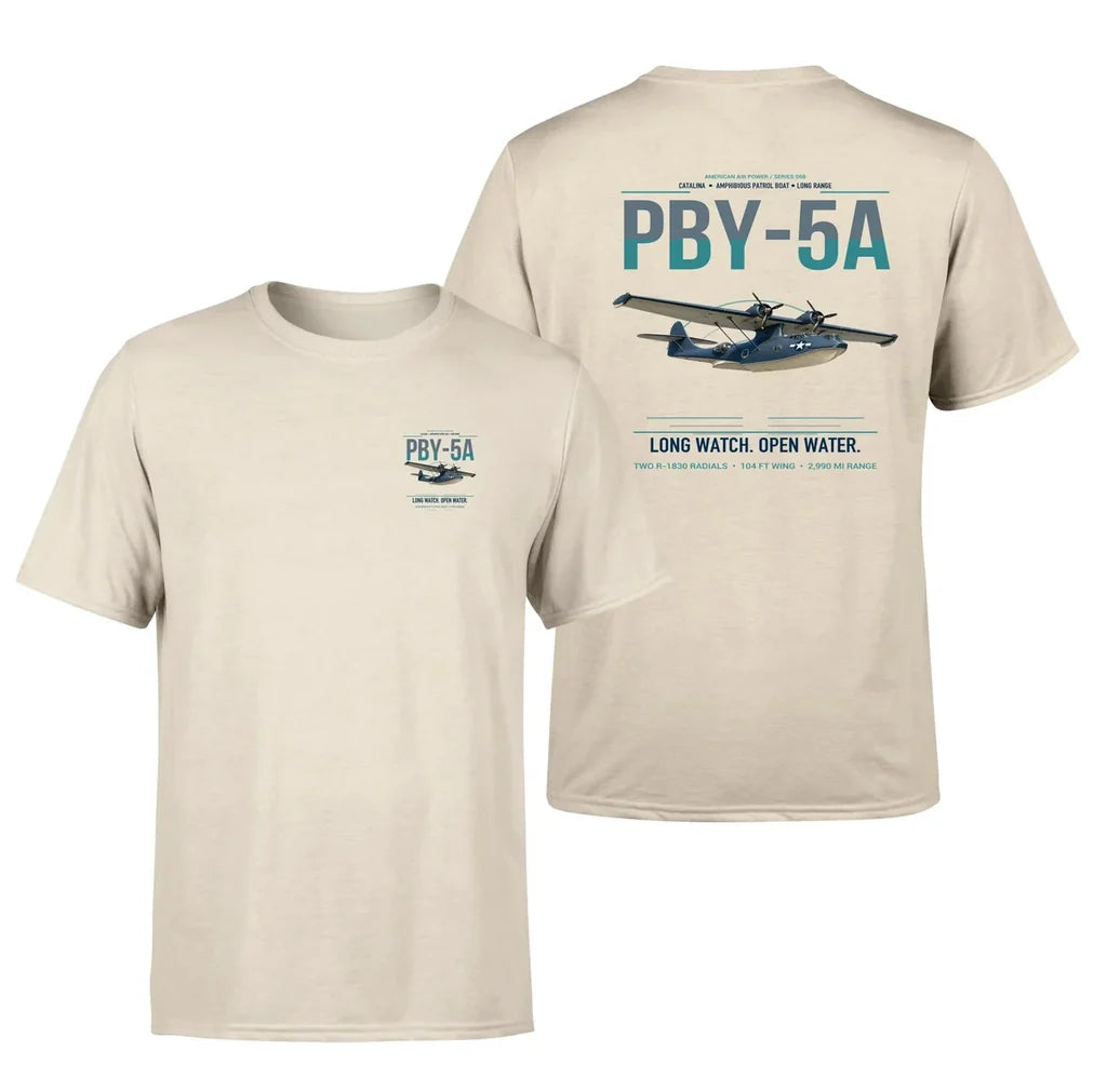 PBY-5A Catalina design on beige double-side t-shirt, double-side print