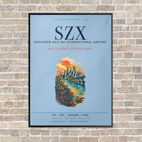 Thumbnail for Shenzhen Bao'an International Airport SZX vertical canvas print - framed - light blue background