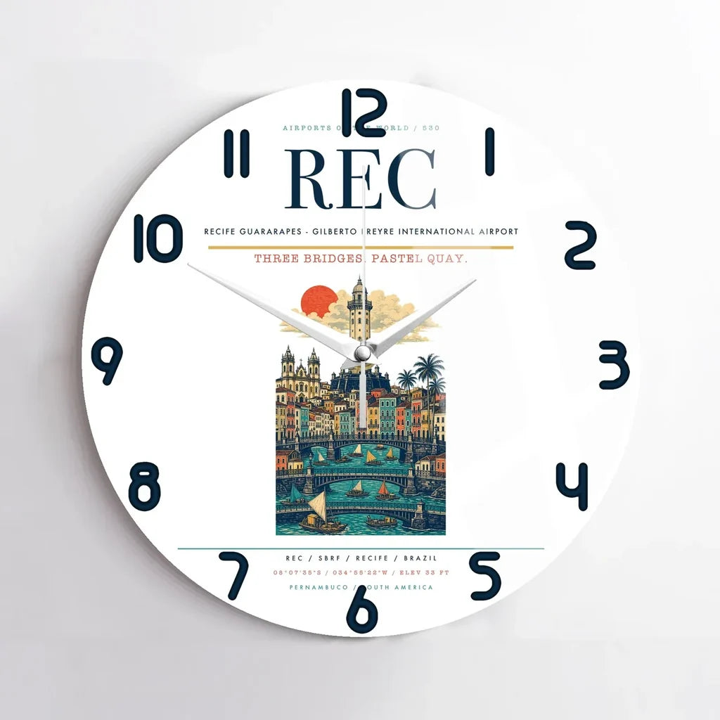 Recife Guararapes (REC) design on white no frame wall clock