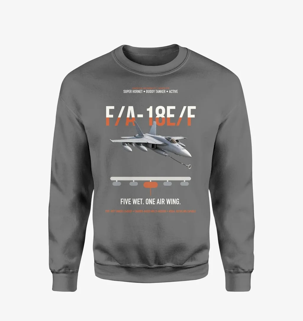 F A-18E F Buddy Tanker design on gray sweatshirt
