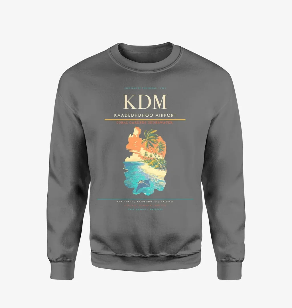 Kaadedhdhoo Airport (KDM) design on gray sweatshirt