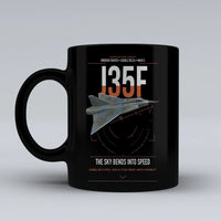 Thumbnail for Saab J 35F Draken design on black ceramic mug, double-side print