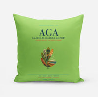 Thumbnail for Agadir Al Massira Airport (AGA) design on light green pillow