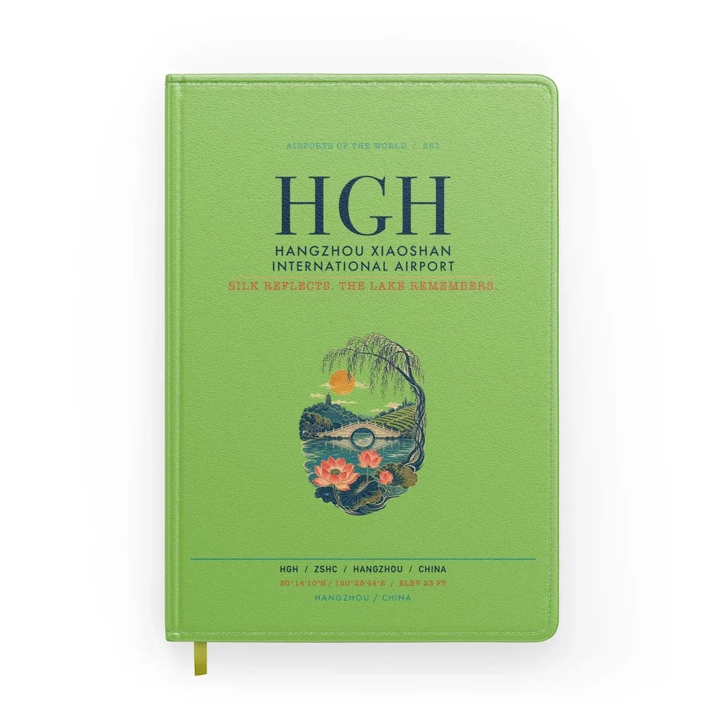 Hangzhou Xiaoshan International Airport (HGH) design on light green notebook