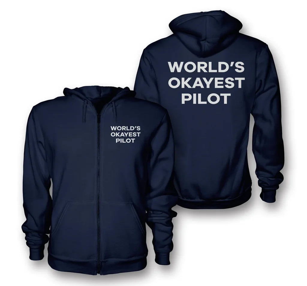 World's Okayest Pilot Zipped Hoodie - view 3