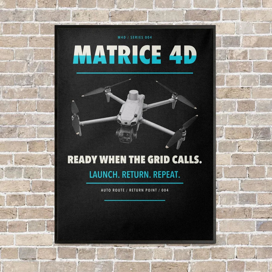 DJI Matrice 4D vertical canvas print - framed - black background