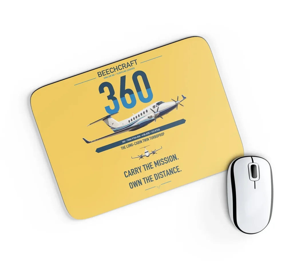 Beechcraft King Air 360 design on yellow rectangle mouse pad