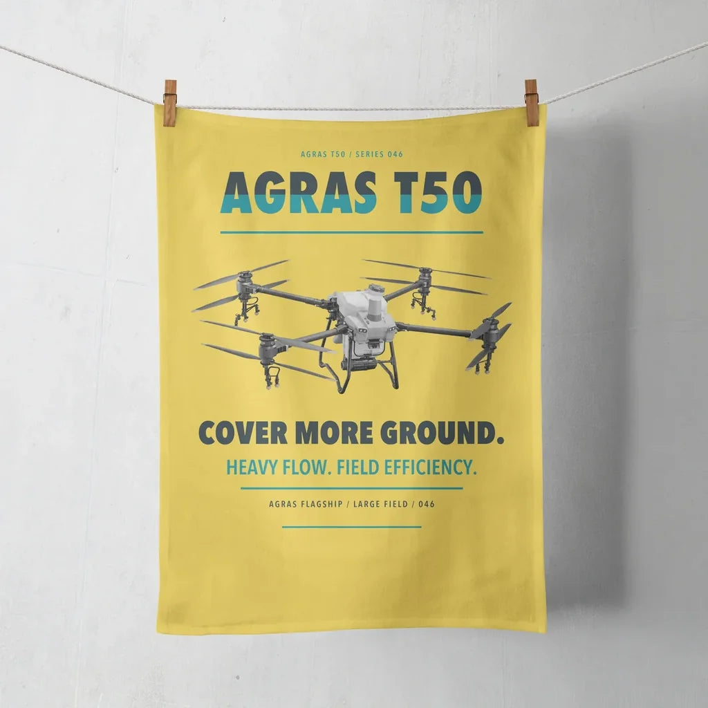 DJI Agras T50 design on yellow towel