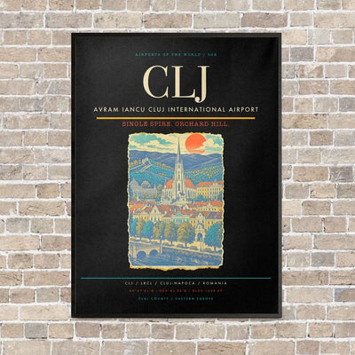 Avram Iancu Cluj International Airport CLJ - Canvas Framed - Black