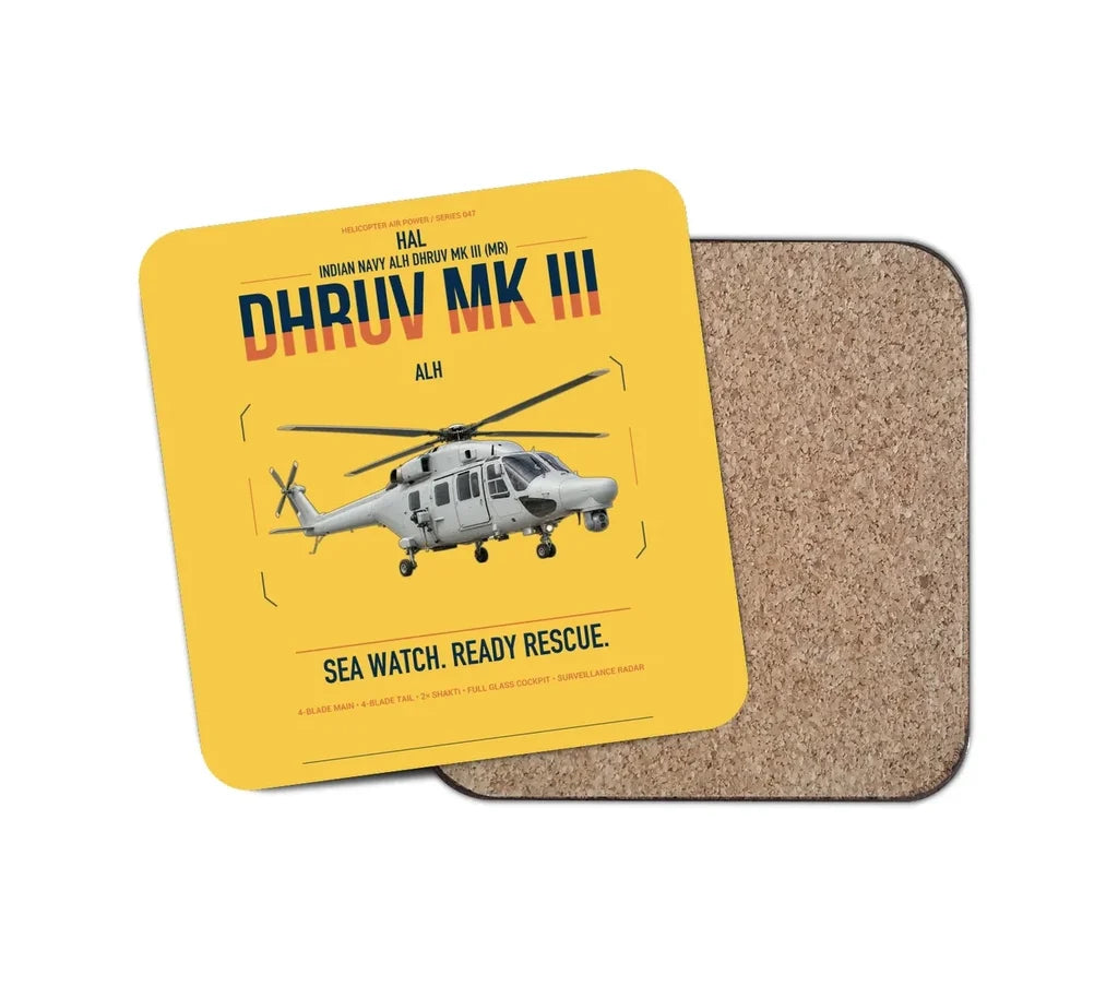 HAL ALH Dhruv Mk III design on yellow 1 piece coaster