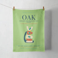 Thumbnail for Oakland San Francisco Bay Airport (OAK) design on light green towel