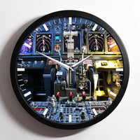 Thumbnail for Boeing 737 Cockpit aviation design on premium wood and metal wall clock.