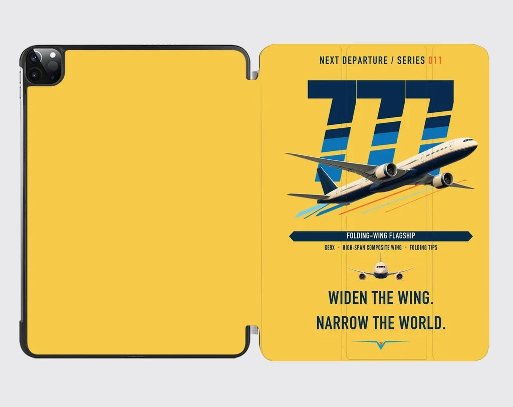 Boeing 777-9 design on yellow ipad tablet case