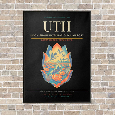 Udon Thani International Airport UTH vertical canvas print - framed - black background