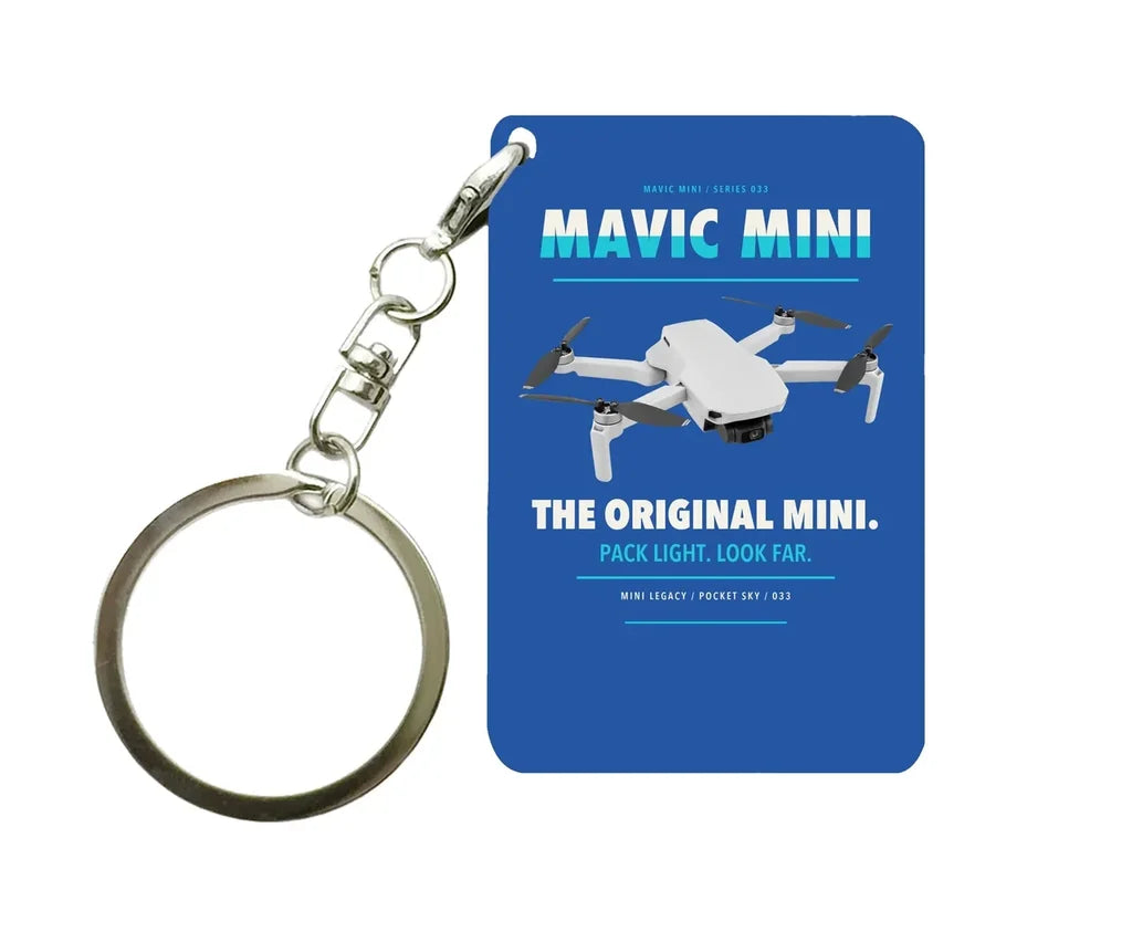 DJI Mavic Mini Key Chain design on blue key chain